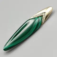 エレガント・マラカイトブローチ　日本製 made in Japan