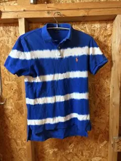 Polo Ralph Lauren 青と白のストライプポロシャツ S
