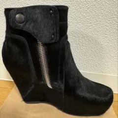 【匿名配送】Rick Owens★ハラコ★ブーティ★黒 ★ウェッジ★36.5のサムネイル
