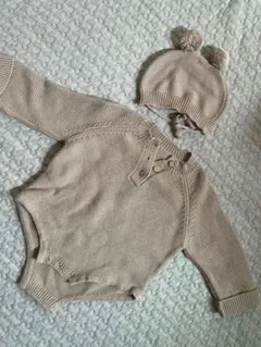 韓国子供服　ニットロンパース　帽子付き