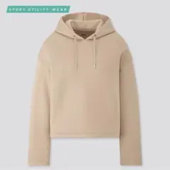 ユニクロ　ドライソフトスウェットプルパーカ　ベージュ フード付き パーカー