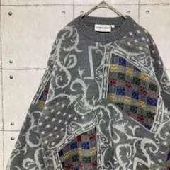 LUCIANO CHIARI イタリア製 パッチワーク柄ニット 48 古着 Ｌ