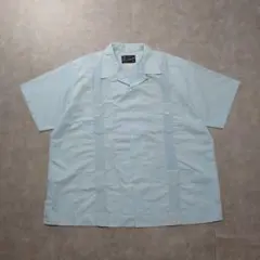 80sキューバシャツ 刺繍 開襟 半袖 オープンカラー ヴィンテージK175