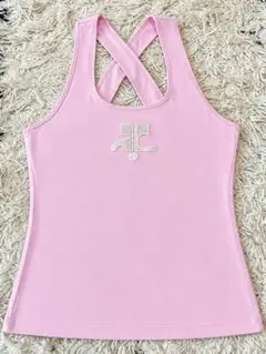 courreges ロゴ刺繍 タンクトップ ピンクのサムネイル