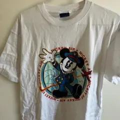 Disney Tシャツ サイズフリー　ミッキー　デカロゴ　入手困難　希少　古着