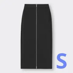 GU フロントジップナローロングスカートQ タイトスカート ブラック Sサイズ