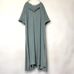 【レイビームス】フレアスリーブワンピース ゆったりロング 半袖 ロングワンピース