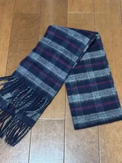 チェック柄マフラー ネイビー グレー ボルドー