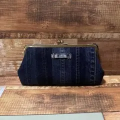 デニムリメイク　親子がま口長財布