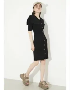 rienda バックボタンBigカラータイト2way ニットワンピース