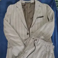 Men's Big ストライプカジュアルスーツ ライトブラウン