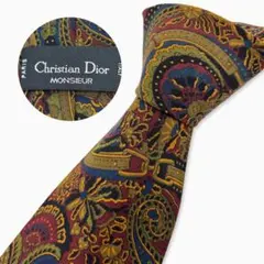 Christian Dior シルクネクタイ ペイズリー アート柄 マルチカラー