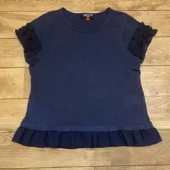 COMME CA ISM ネイビー フリルTシャツ 120A