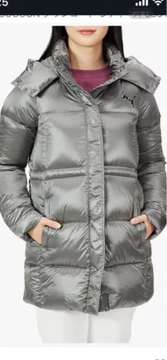 PUMA シルバーフード付き ダウンジャケット　レディースM