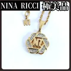 NINARICCI　ニナリッチ　ゴールド　ネックレス　ロゴ　ラインストーン