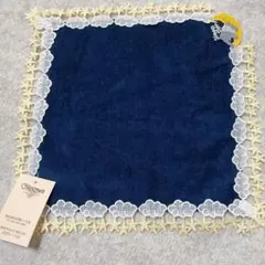 近沢レース　タオルハンカチ　夢喰いバク　ネイビー　近澤　chikazawa