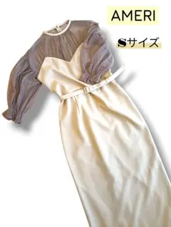 AMERI エアリースリーブタイトドレス　キャメル　S