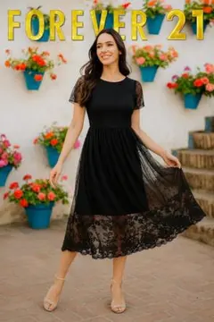 【一点物】 FOREVER 21 ブラック スカート L レディース b220