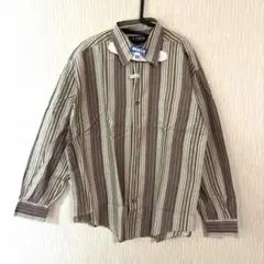 【美品・クリーニング済】レナウン エレメント 綿100% ストライプ シャツM