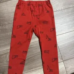 キッズ 働く車柄 ストレッチパンツ 10分丈 レッド