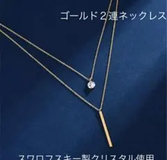 （2076）ゴールド　シルバー925 （刻印）２連スワロゴージャスネックレス