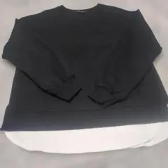 未使用レイヤードデザイン 黒 スウェット トップス4L
