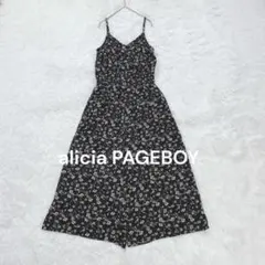 アリシアページボーイ◇花柄キャミソールサロペット ブラック ワイド ブラウジング