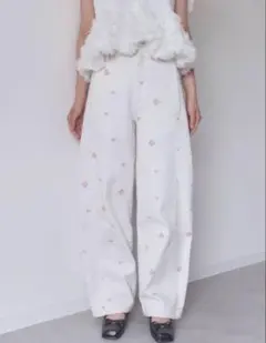 muguet rose pattern curve pants パンツ S - メルカリ