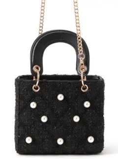 GRL♥2Wayツイードパールキルティングバッグ[tr406a]