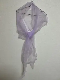 薄紫 シフォン ストール パール付き　結婚式　羽織もの　ショール