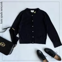 クリーニング済＊kate spade ビジューボタン シルクカシミアカーデ Sのサムネイル