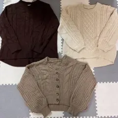 ケーブルニット 長袖セーター 3点セット