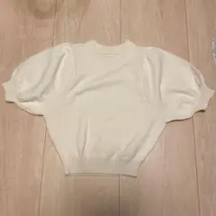 ボンジュールサガン　ホワイト パフスリーブ ニット 半袖