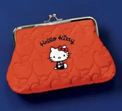 ハローキティ　りんご柄キルティング　刺繍入りがま口　リンネル　付録のみ　未開封