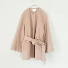 BEAUTY&YOUTH ノーカラーコート 比翼仕立て S ウール ベージュ