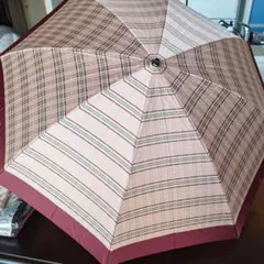 折りたたみ傘 ピンク系 ストライプ チェック柄