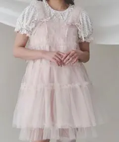 merry jenny チュールコルセットミニワンピ ピンク