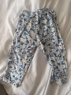 青い葉模様のベビーパンツ 95cm以下