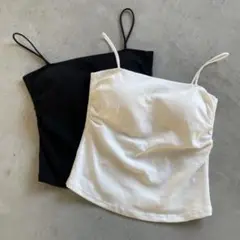 【AIC.】パッド付きサイドギャザーブラトップ　2点セット