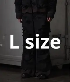 GRANCY グランシー　スウェットドッキングデザインダメージバギーデニムパンツ