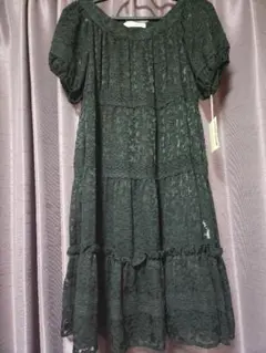 レッセパッセ　パフスリーブティアードワンピース、ブラック、パーティー、ドレス