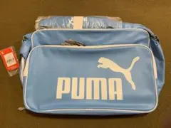 平成レトロ❣️新品未使用タグ付❣️PUMAエナメルバッグ水色 46×32×23cm