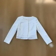 タグ付き未使用品　ホワイト ノーカラージャケット　13