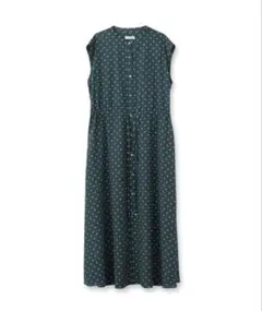 DRESSTERIOR グリーンのドットノースリーブワンピース