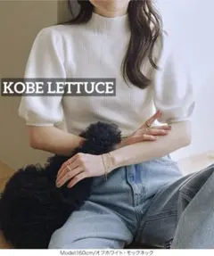 k0687 KOBE LETTUCE モックネックぽわんスリーブニットトップス