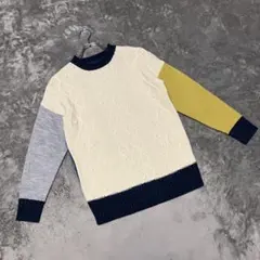 【ブランシュシュ】（M）ニットセーター カラーブロック ケーブル編み カジュアル