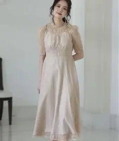タックスリーブパーティードレス ロング&七分袖結婚式フォーマル
