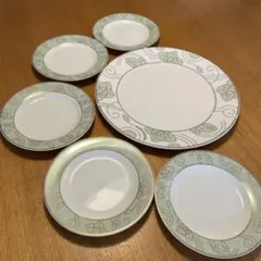 mila schön 葉模様 平皿　大小6枚セット