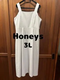 【Honeys】【GLACIER】3Lアイボリーロング丈ジャンパースカート