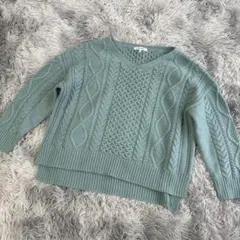 GLOBAL WORK ミントグリーン Vネック ニット M